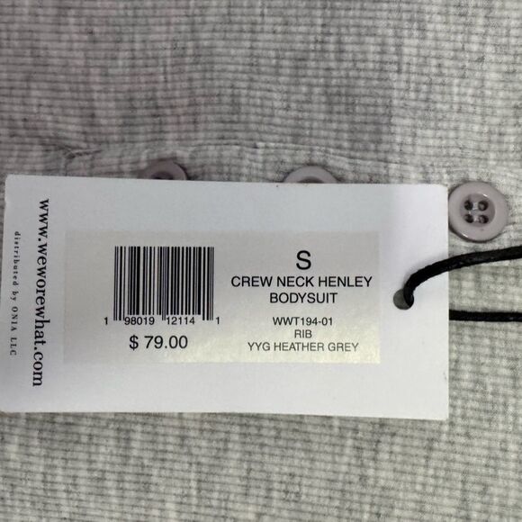 NWT WeWoreWhat Gray Long Sleeve Henley Bodysuit Small - Picture 5 of 7